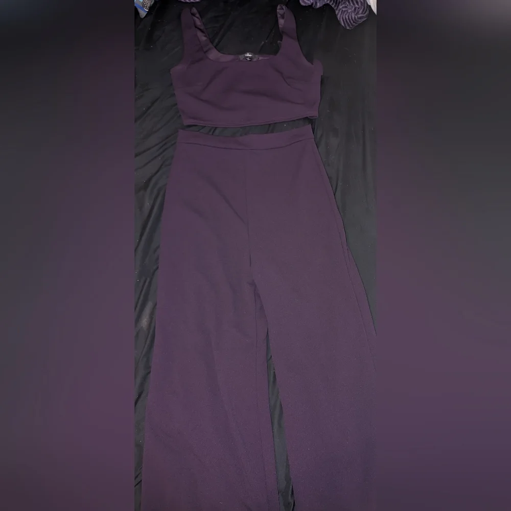 Lulu's Only Tonight Dark Purple 2 Piece Wide-leg Jumpsuit - Picture 2 of 2